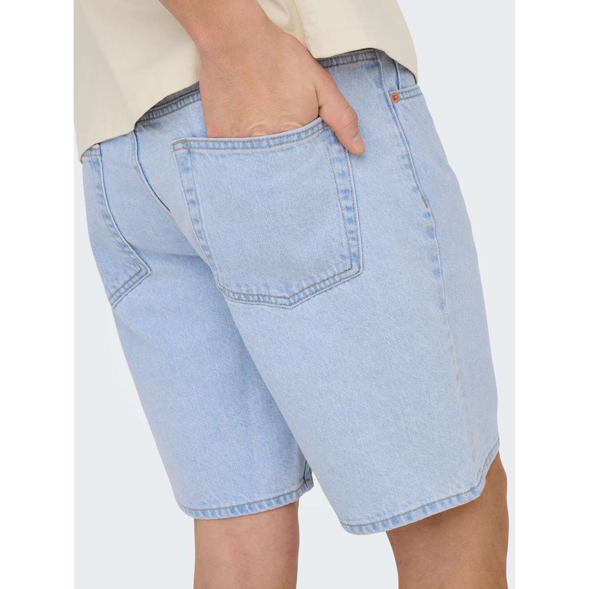 ONLY & SONS MEN΄S STRAIGHT FIT COTTON EDGE PIM BOX DENIM SHORTS 22036632 LIGHT BLUE DENIM